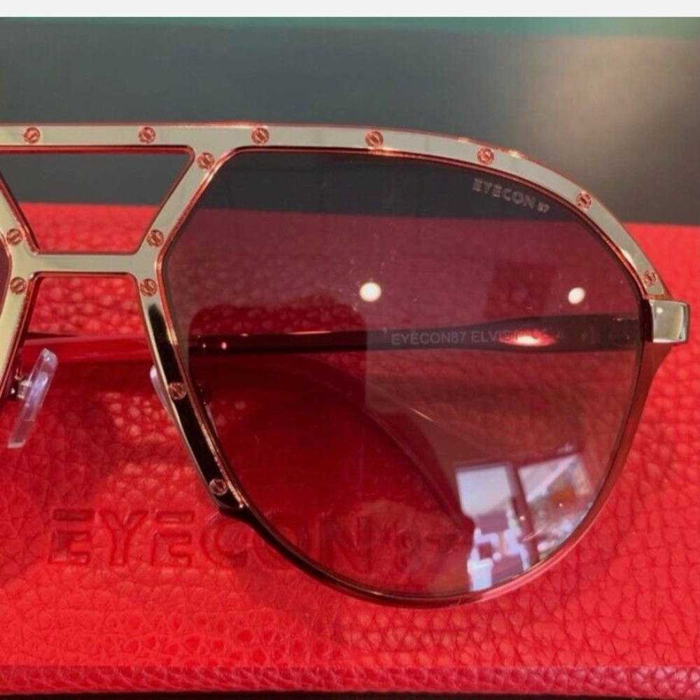 Eyecon 87 Red & Gold Aviator Sunglasses Alpina Style - Picture 8 of 9